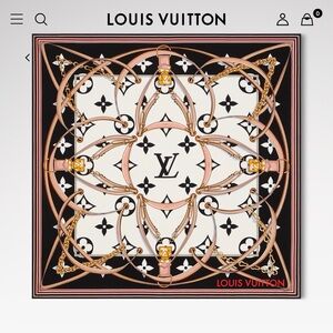 Louis Vuitton Black, Gold, and Cream Scarf